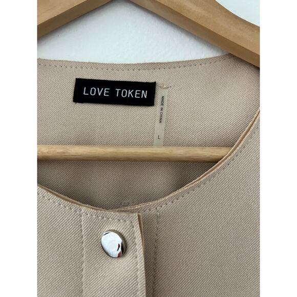 Love Token Suede Blazer Jacket, Faux Suede Button Up Coat size L, Good Condition - Picture 4 of 4